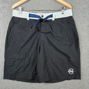 Vintage Nautica Competition Boardshorts Mens 34W Black Belted Cargo Gorpcore Y2K